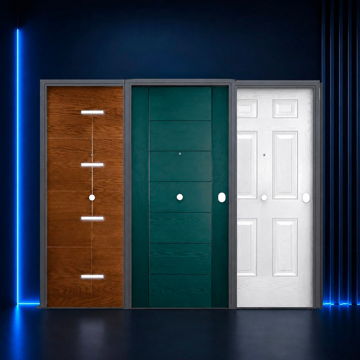 PORTES BLINDÉES E-LITE RC3 AVEC PANNEAUX EN FIBRE DE VERRE / ALUMINIUM KRONOS® (EXTÉRIEUR)